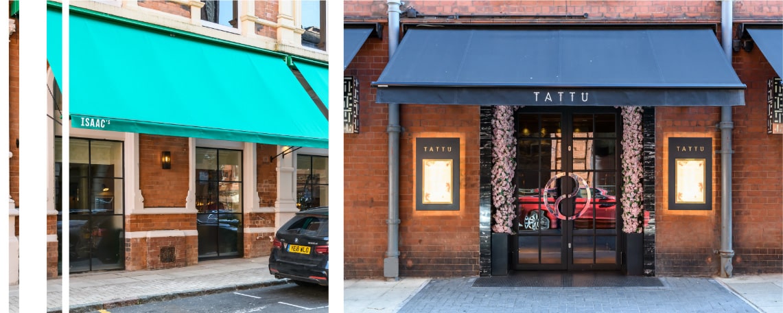 Isaac's and Tattu restaurants near Interchange Birmingham.