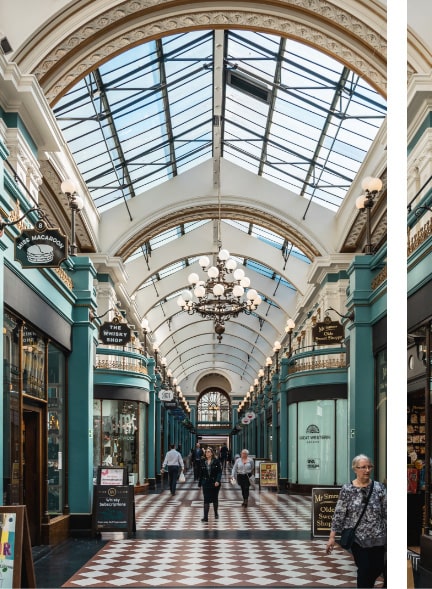 Shops and services in Great Western Arcade, Birmingham.